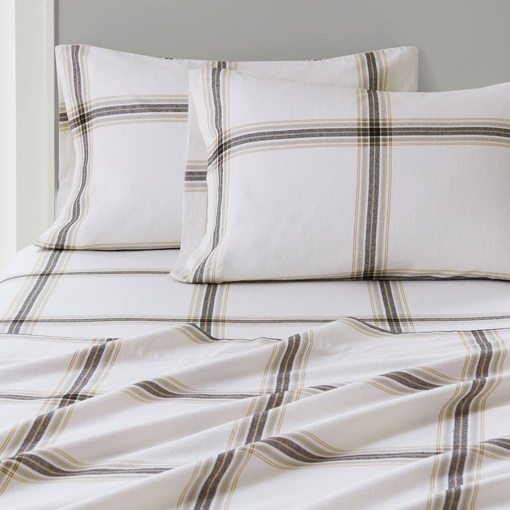 Alt View 2. Gracie Mills - Gracie Mills Kayce Flannel Sheet Set - Tan Plaid.
