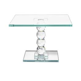 Jay Import - Exquisite Crystal Dessert Stand With Mirror Pedestal Base - Clear