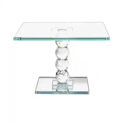 Front. Jay Import - Exquisite Crystal Dessert Stand With Mirror Pedestal Base - Clear.