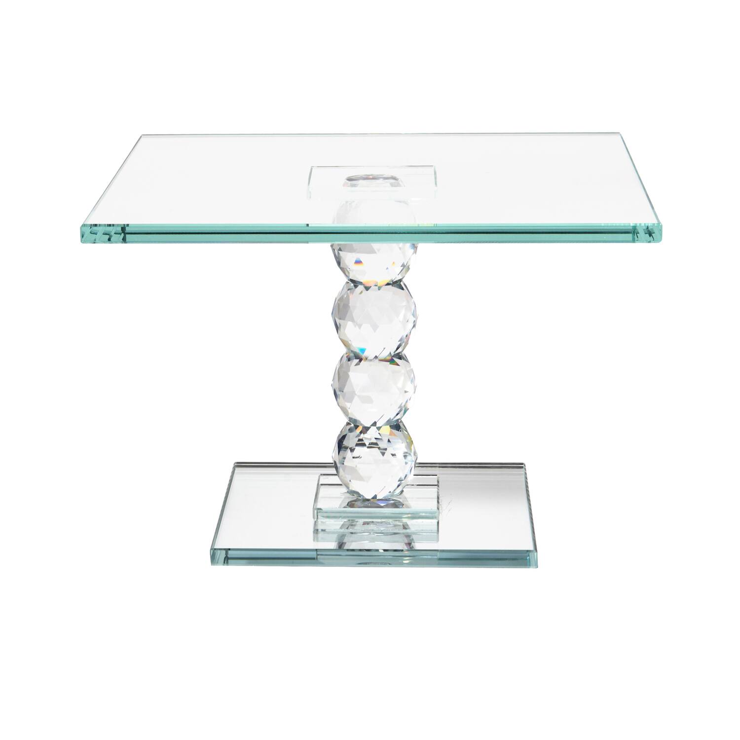 Front. Jay Import - Exquisite Crystal Dessert Stand With Mirror Pedestal Base - Clear.