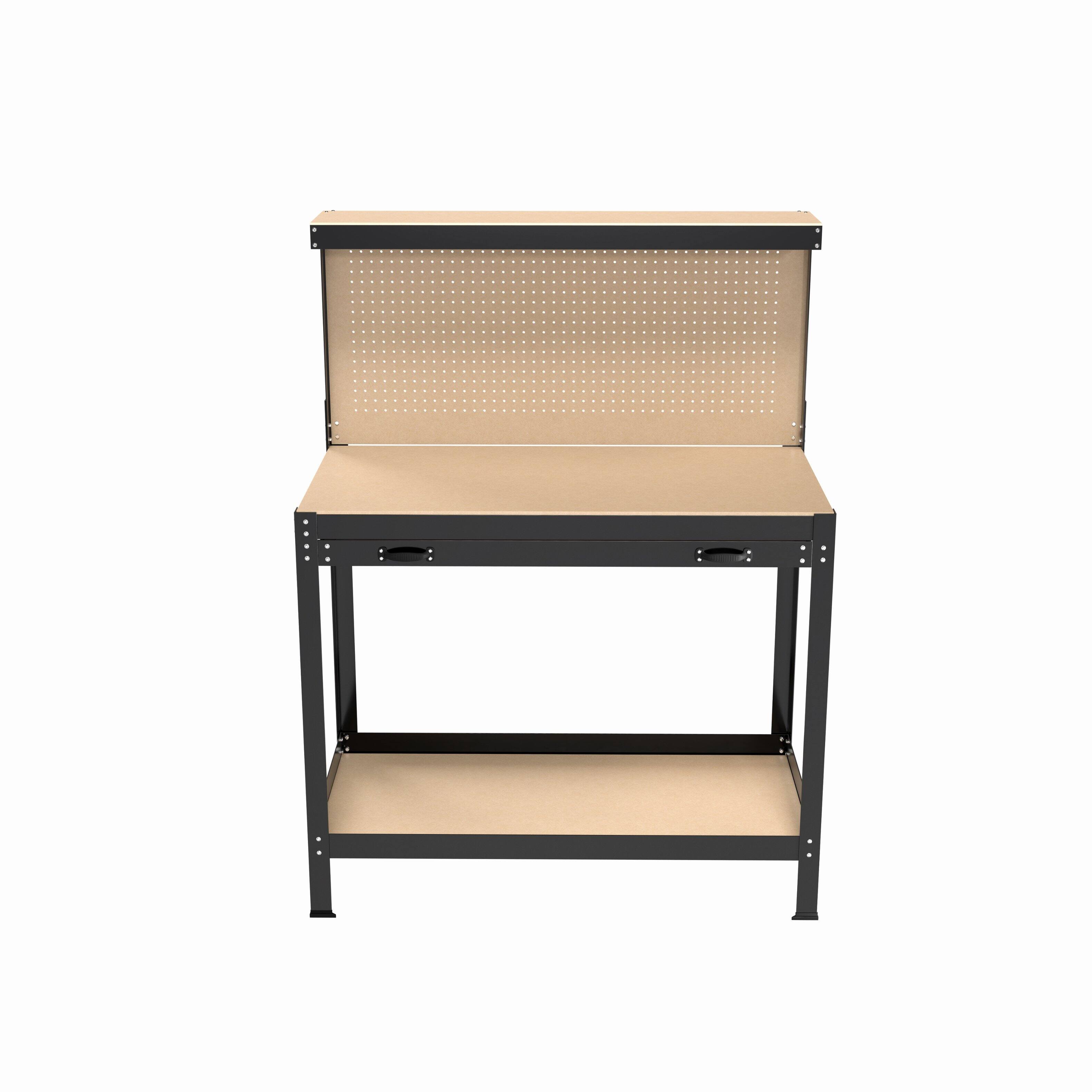 Angle. LOVMOR - 63 inch Tools Cabinet Workbench with Drawers and Pegboard for Workshop Storage and Organization.