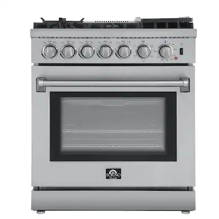 Front. Forno Appliances - Lazio Alta Qualita 4.62 Cu. Ft. Freestanding Dual Fuel Range with Convection Oven - Stainless Steel.