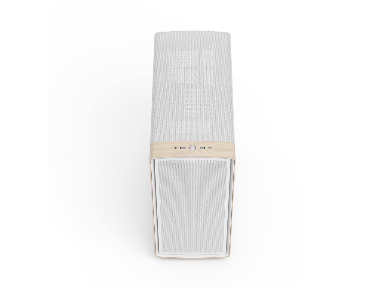 Alt View 3. Fractal Design - Fractal Design Summit Chalk White/Light Oak ATX Case w/ 3 Momentum 14 Fans, E-ATX/mATX/ITX Support - Chalk White.