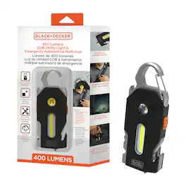 Black+Decker - 400-Lumen Rechargeable Utility Light & Emergency Multi-Tool with Magnetic Mount, Seat Belt Cutter - Black