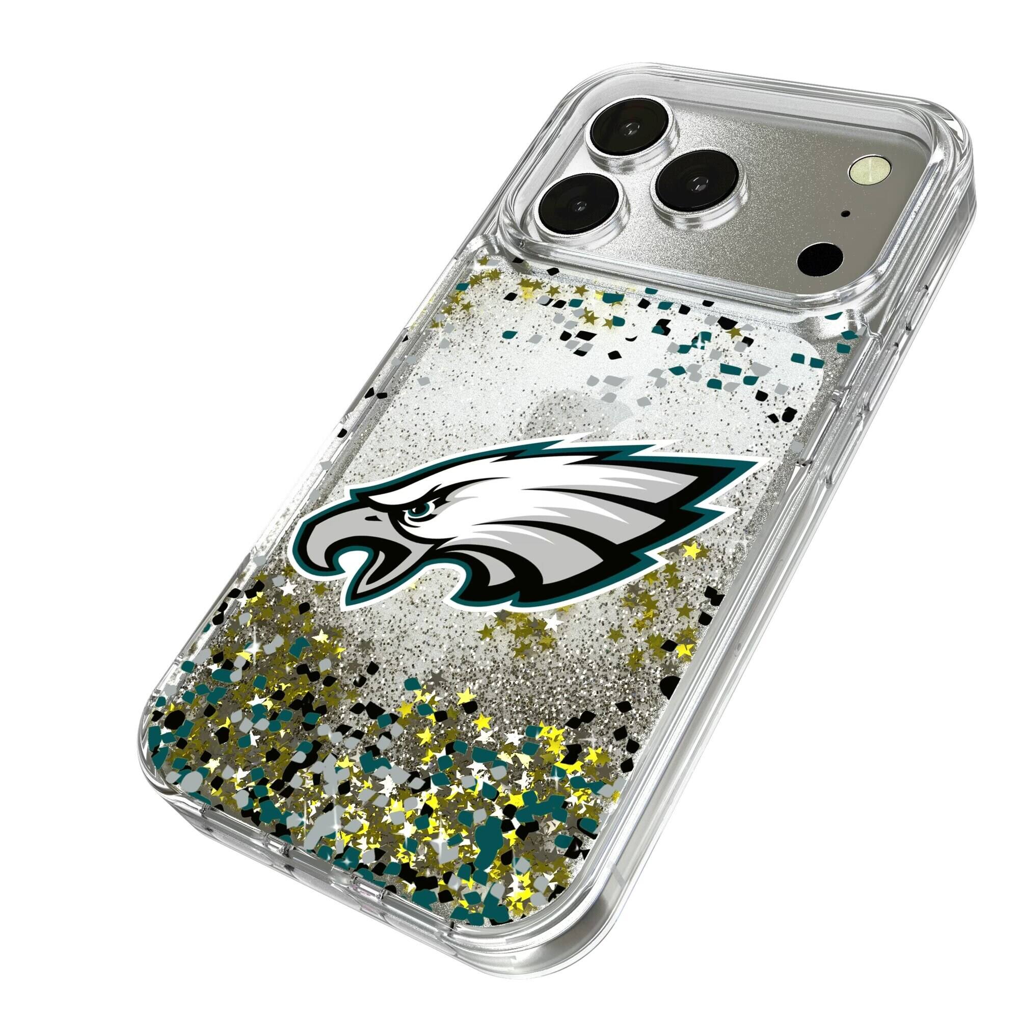 Alt View 1. Keyscaper - Philadelphia Eagles iPhone Glitter Case with Confetti Design - 15 - Multicolor.