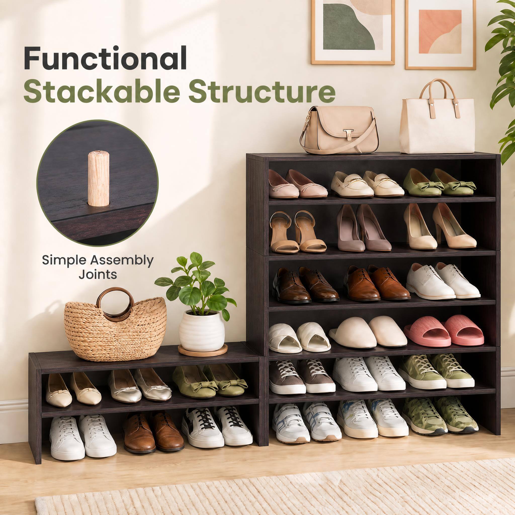 Functional Stackable Structure  
Simple Assembly Joints