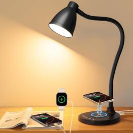 Dazzed Corner - Bedside Desk Lamps, LED Desk Light with USB C+A Charging Ports - Black