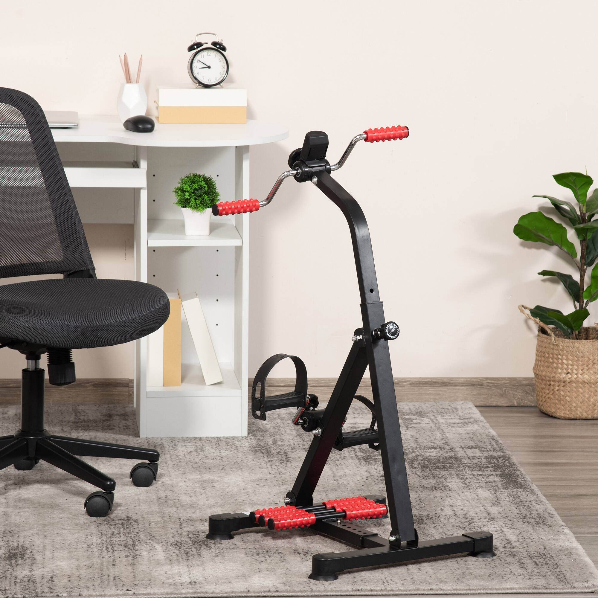 Alt View 1. Soozier - Pedal Exerciser, Hand Arm Knee and Leg Exercise Machine for Seniors, Height-adjustable - Black and Red.