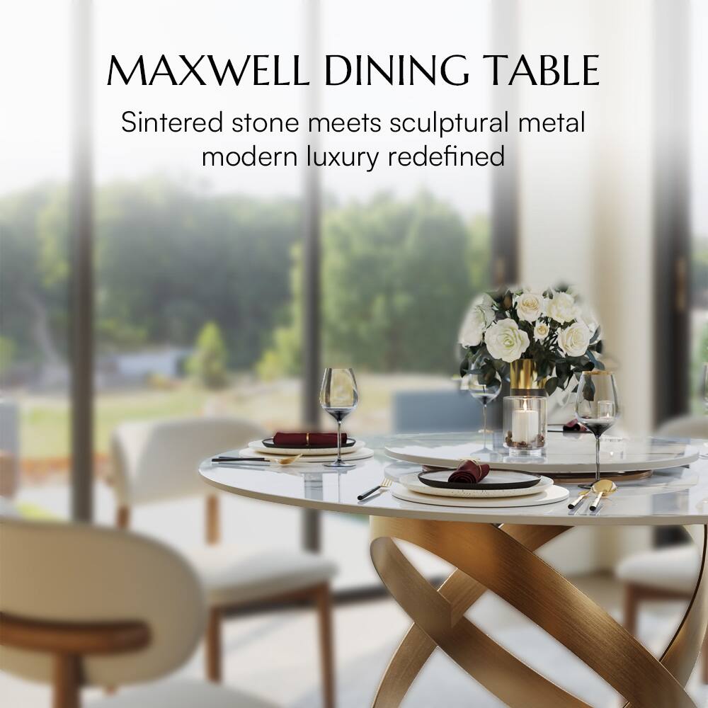 MAXWELL DINING TABLE  
Sintered stone meets sculptural metal  
modern luxury redefined