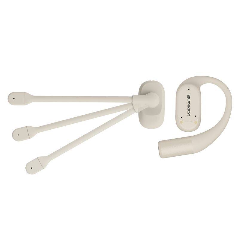 Alt View 2. Emerson - Emerson NoiseZero Open-Ear Earphones, Smart AI Mic Cancelling 99.999% Noise Max Privacy, Wireless Bluetooth IPX4 (White) - White.