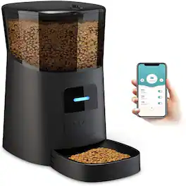 Cluzine - 6L Large Smart Pet Feeder for Dogs & Cats, Auto Timer, Portion Control, Remote Feeding, Food Reminder - Black