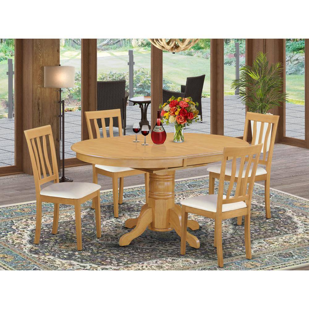 Left. East West Furniture - Dining Room Set Oak - Brown.