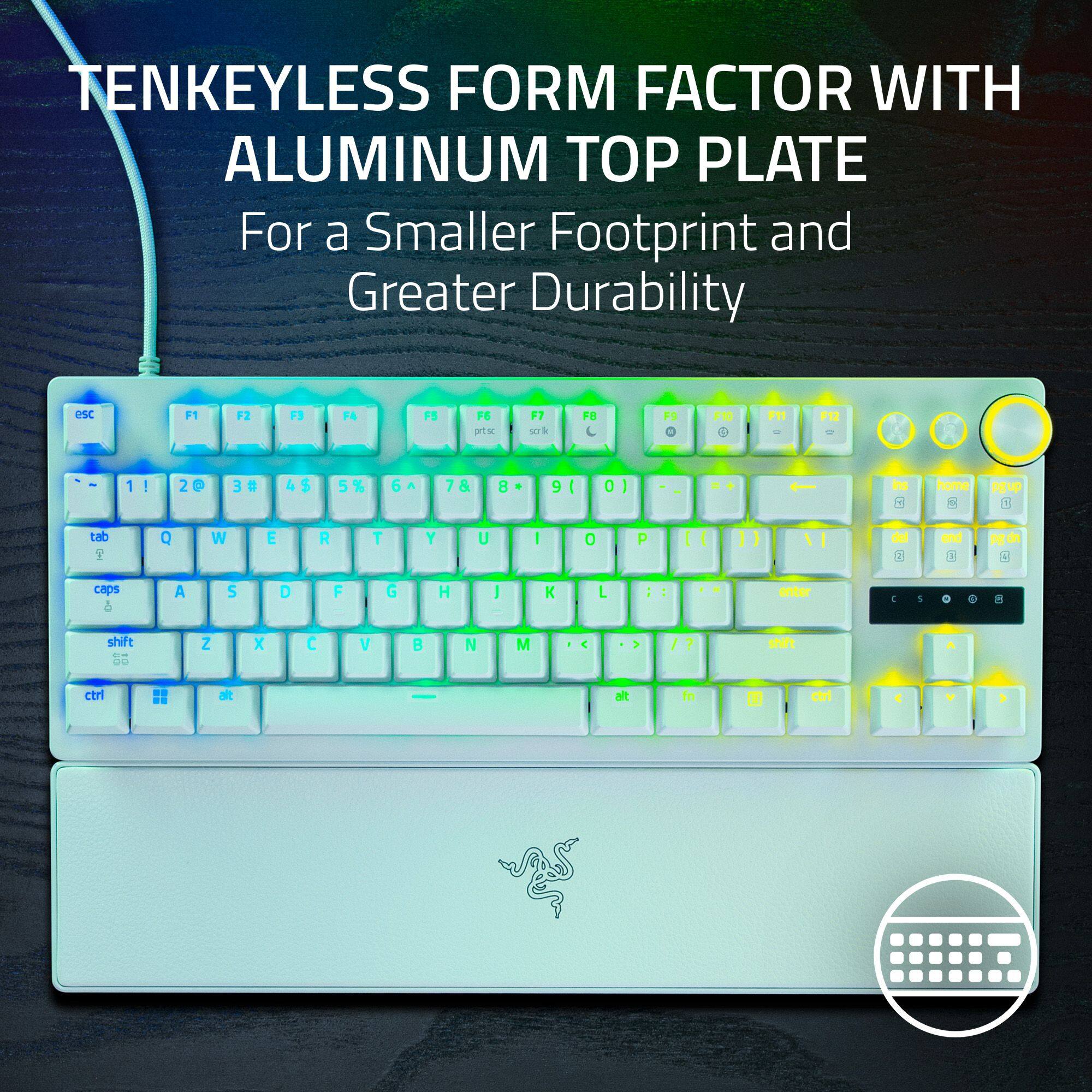 TENKEYLESS FORM FACTOR WITH ALUMINUM TOP PLATE  
For a Smaller Footprint and Greater Durability