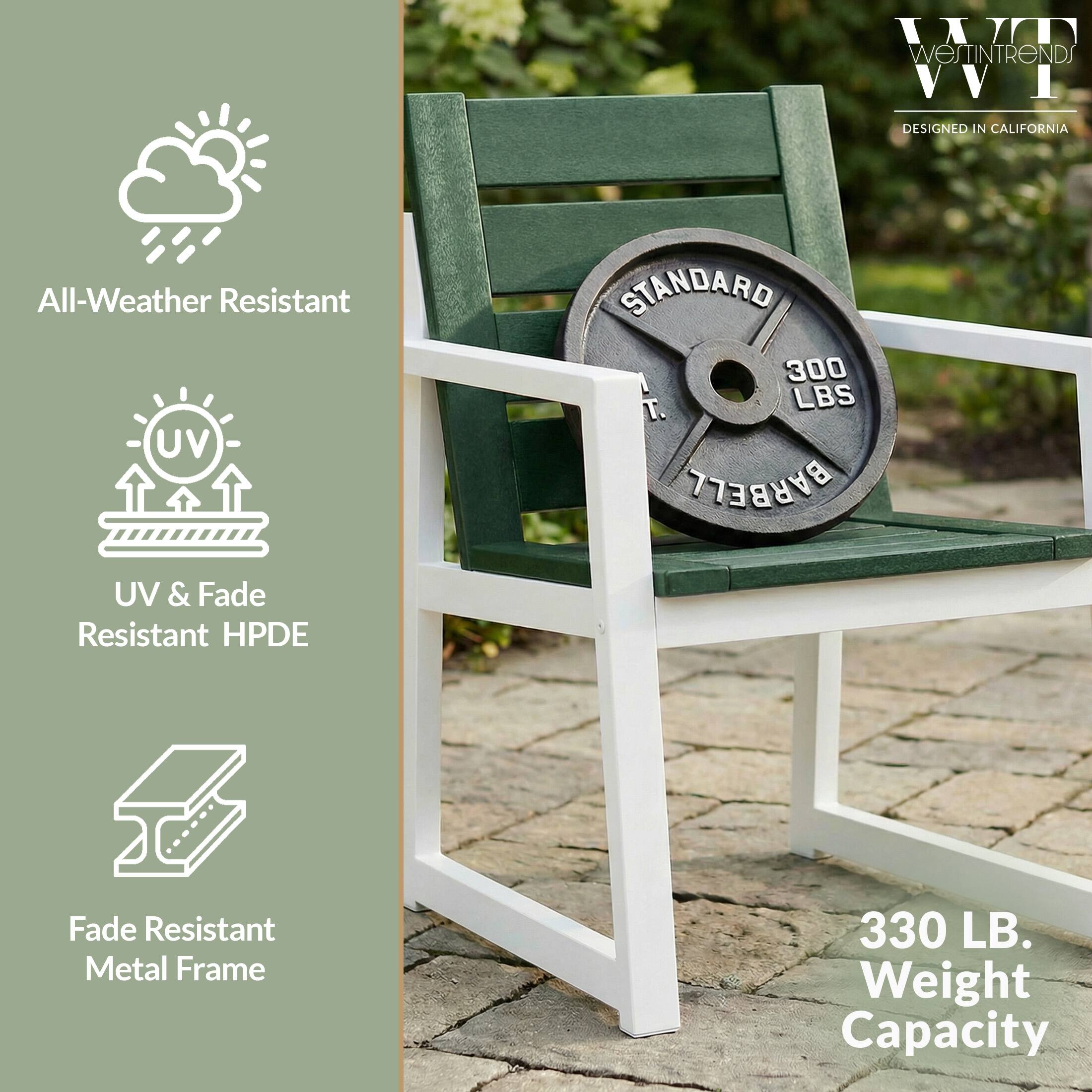 IXIII WESTINTRENDS VVII  
DESIGNED IN CALIFORNIA  
All-Weather Resistant UV  
STANDARD 300 T. LBS BARBELL  
UV & Fade Resistant HPDE  
+ Fade Resistant Metal Frame  
330 LB. Weight Capacity