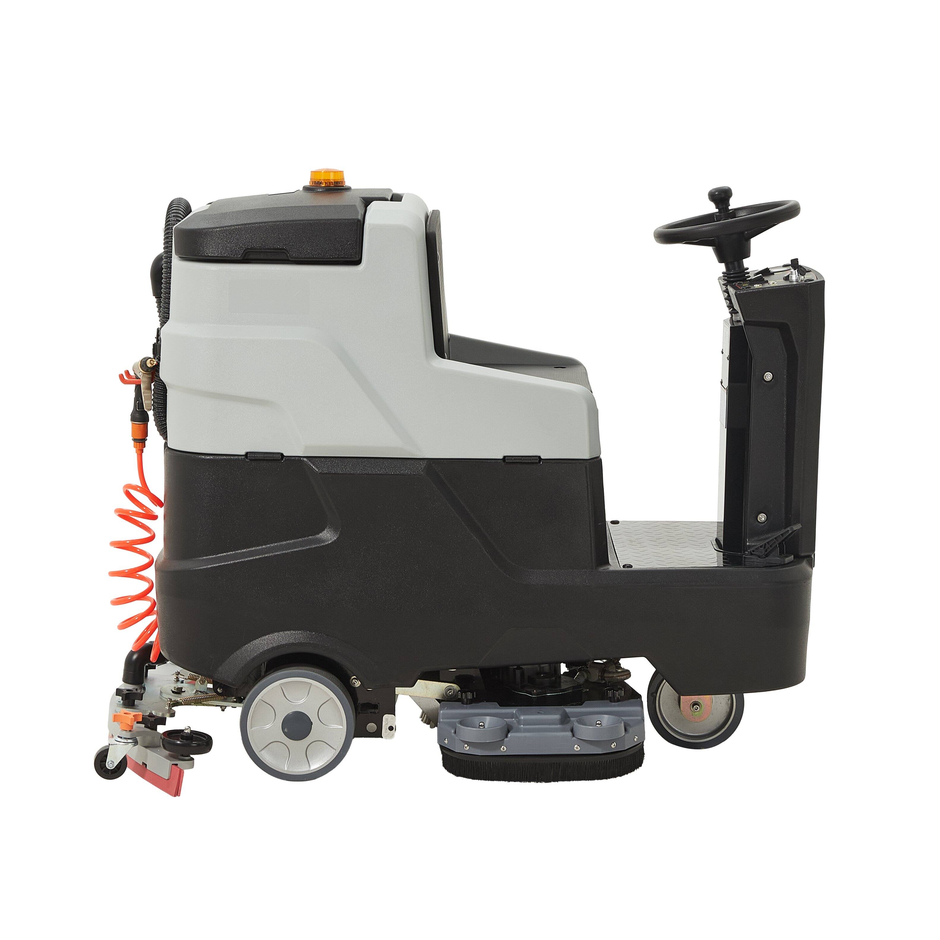Alt View 6. Dapper Supply - Battery Powered Ride On Floor Scrubber Machine 30 Br 39 Sqe 24 25 Gal 5h Use 8h Chg 180RPM 52000SqFt BattIncl - Black.