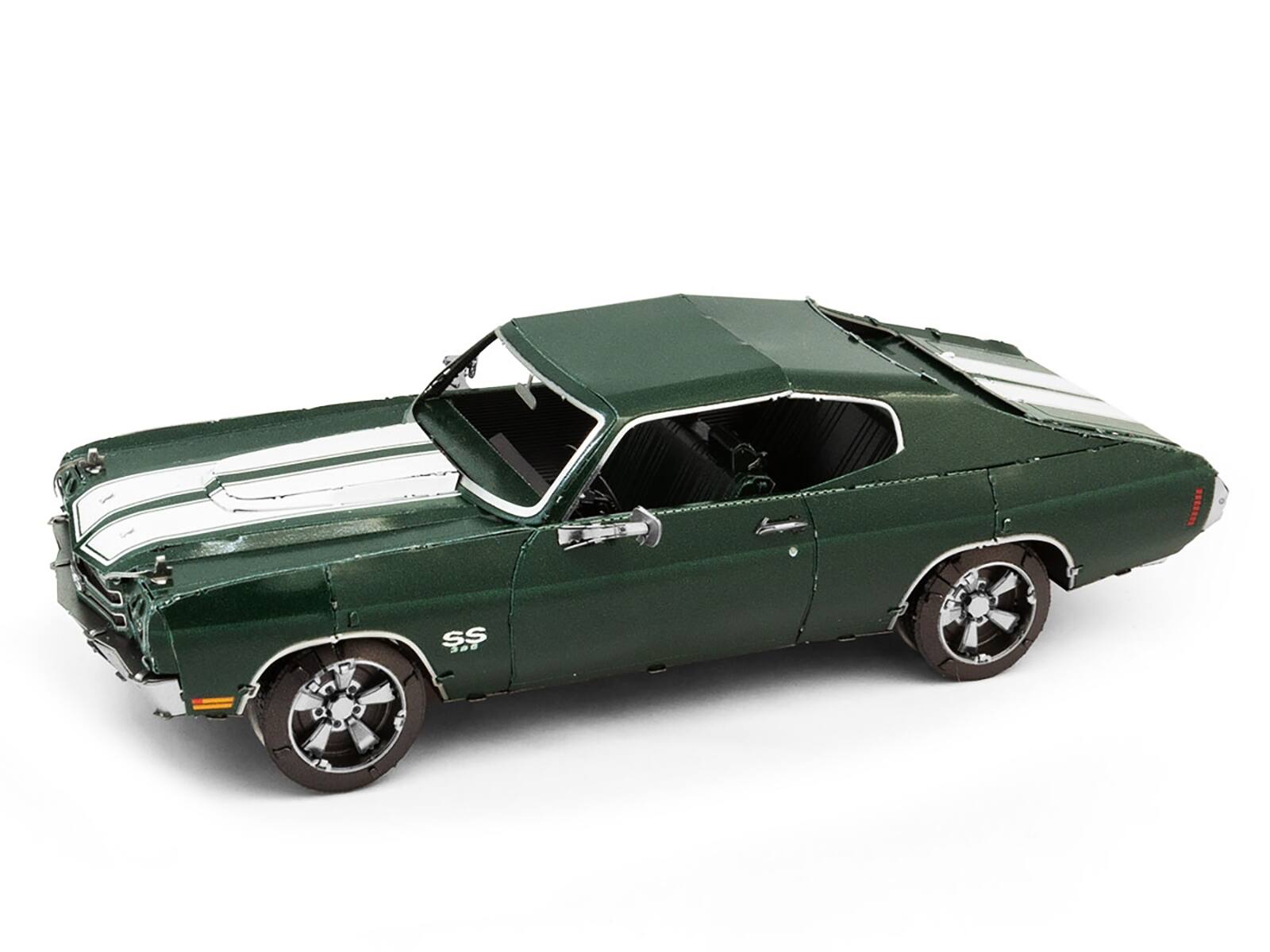 Alt View 1. Metal Earth - Model Kit 1970 Chevrolet Chevelle SS Green with White Stripes (Challenging Difficulty) Steel Model by Metal Earth.
