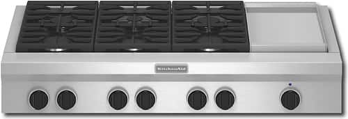 KitchenAid - 48" Built-In Gas Cooktop - Stainless Steel - Larger Front