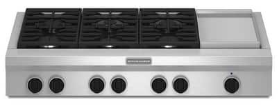 Front. KitchenAid - 48" Built-In Gas Cooktop.