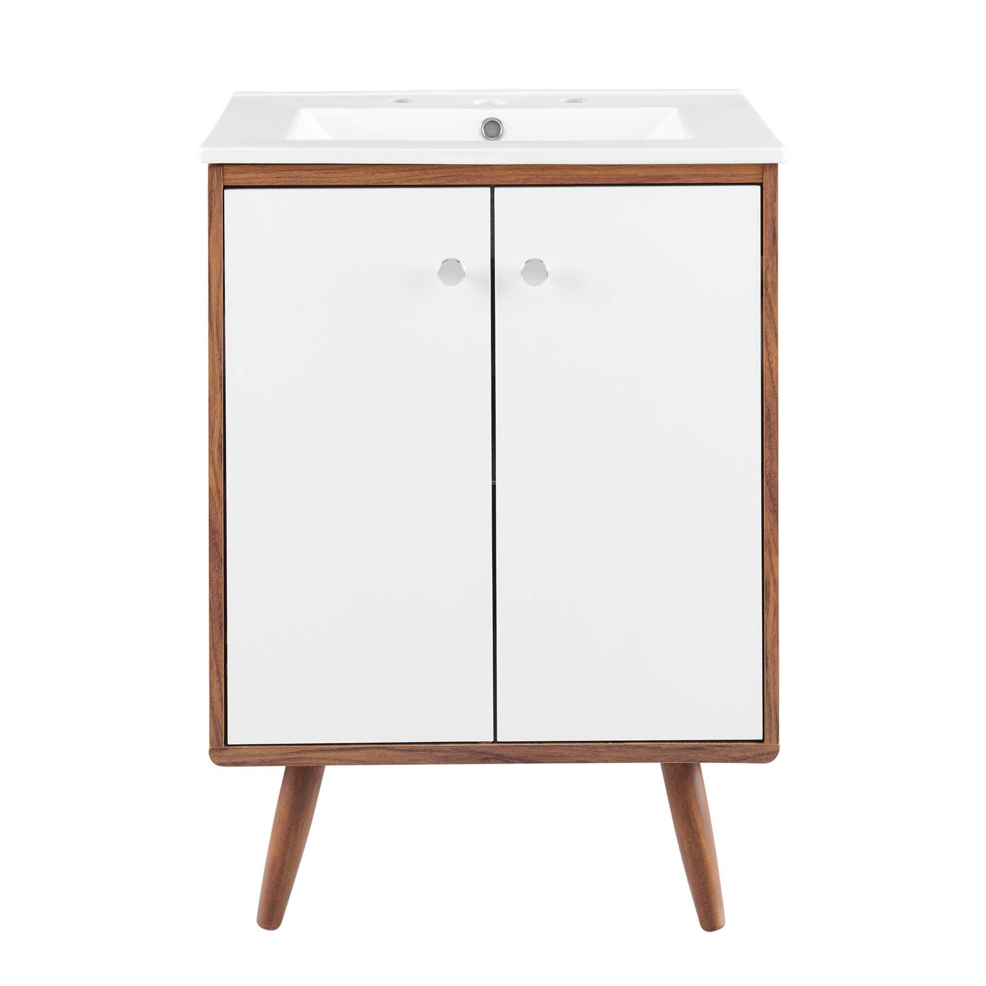 Alt View 2. Modway - Transmit Bathroom Vanity Basin Included - Walnut White.