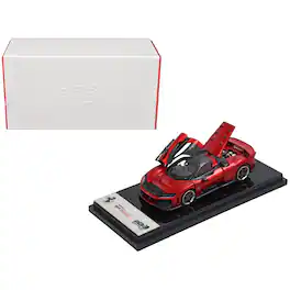 Ferrari F80 Supercar Rosso (Red) Metallic with Black Metallic Top 1/64 Diecast Model Car by BBR