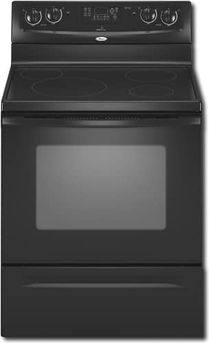 Front Standard. Whirlpool - 30" Steam-Cleaning Freestanding Electric Range - Black.