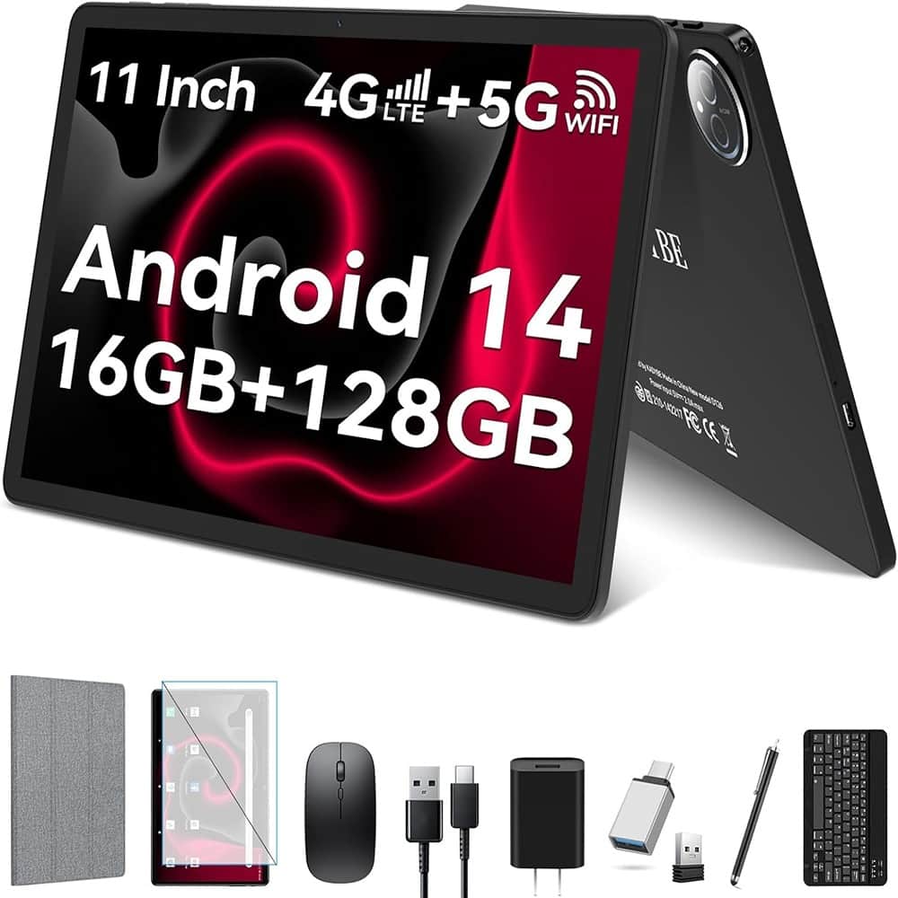 RTMB - 11" Android 14 Tablet, 16GB+128GB, Octa-Core, 8000mAh, 21MP Camera, Gray - Black