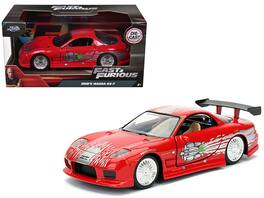 Dom's Mazda RX-7 with Graphics "Fast & Furious" Movie 1/32 Diecast Model Car by Jada - Red
