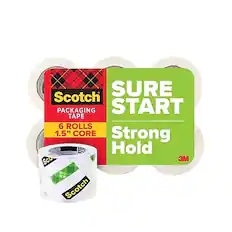 SURE Scotch PACKAGING START TAPE 6 ROLLS 1.5" CORE Strong Hold Sco 3M Scotch
