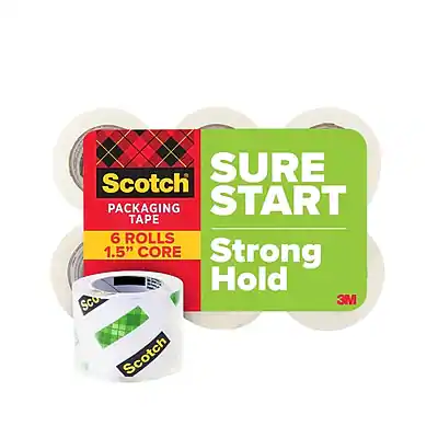 Sure Start
Scotch Packaging Tape
6 Rolls
1.5" Core
Strong Hold
3M