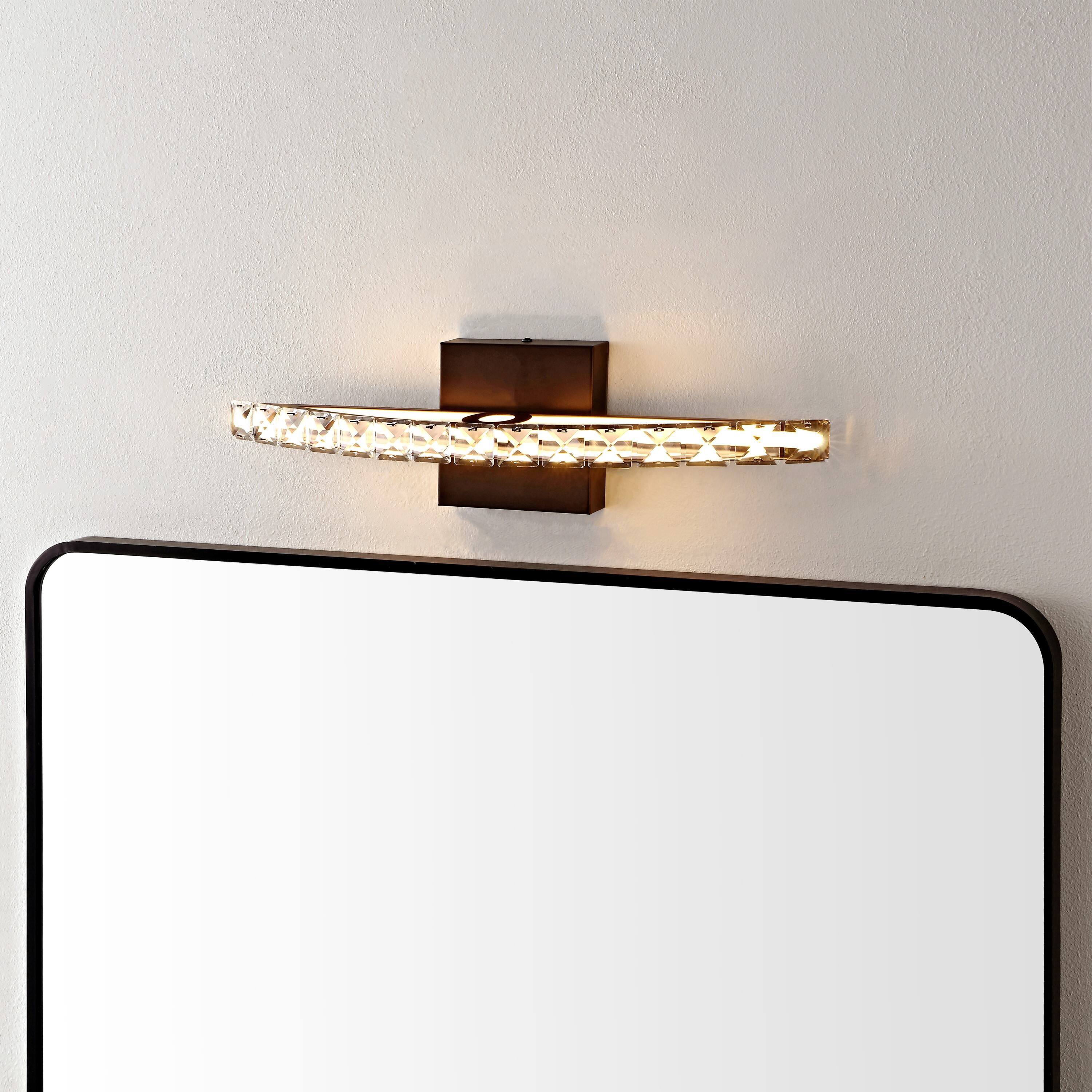 Alt View 1. Jonathan Y - Alyson 18" 1-Light Bohemian Industrial Iron/Acrylic Integrated LED Vanity Light, Oil Rubbed Bronze/Clear - Oil Rubbed Bronze/Clear.