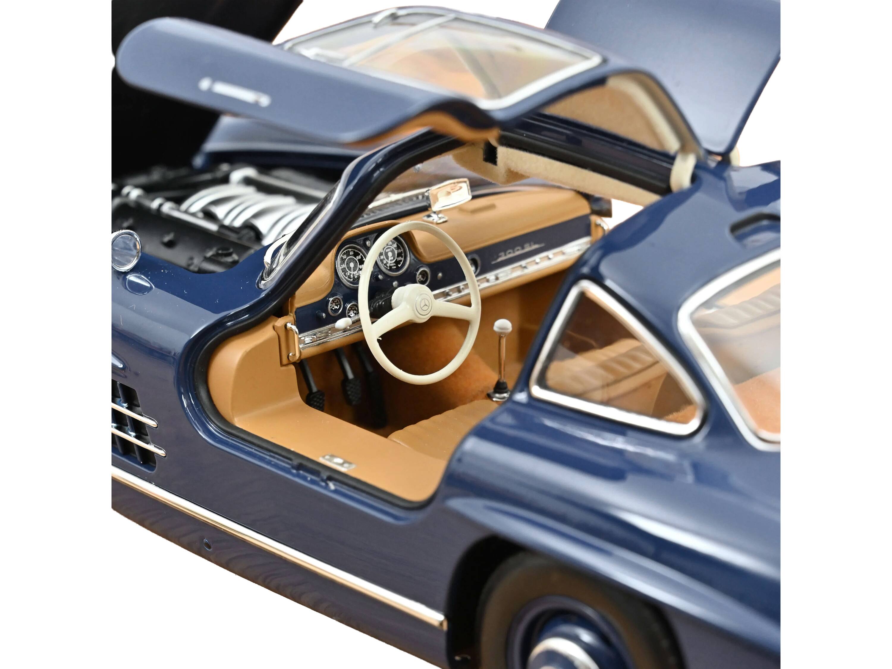 Alt View 4. Norev - 1954 Mercedes-Benz 300 SL Blue 1/18 Diecast Model Car by Norev.