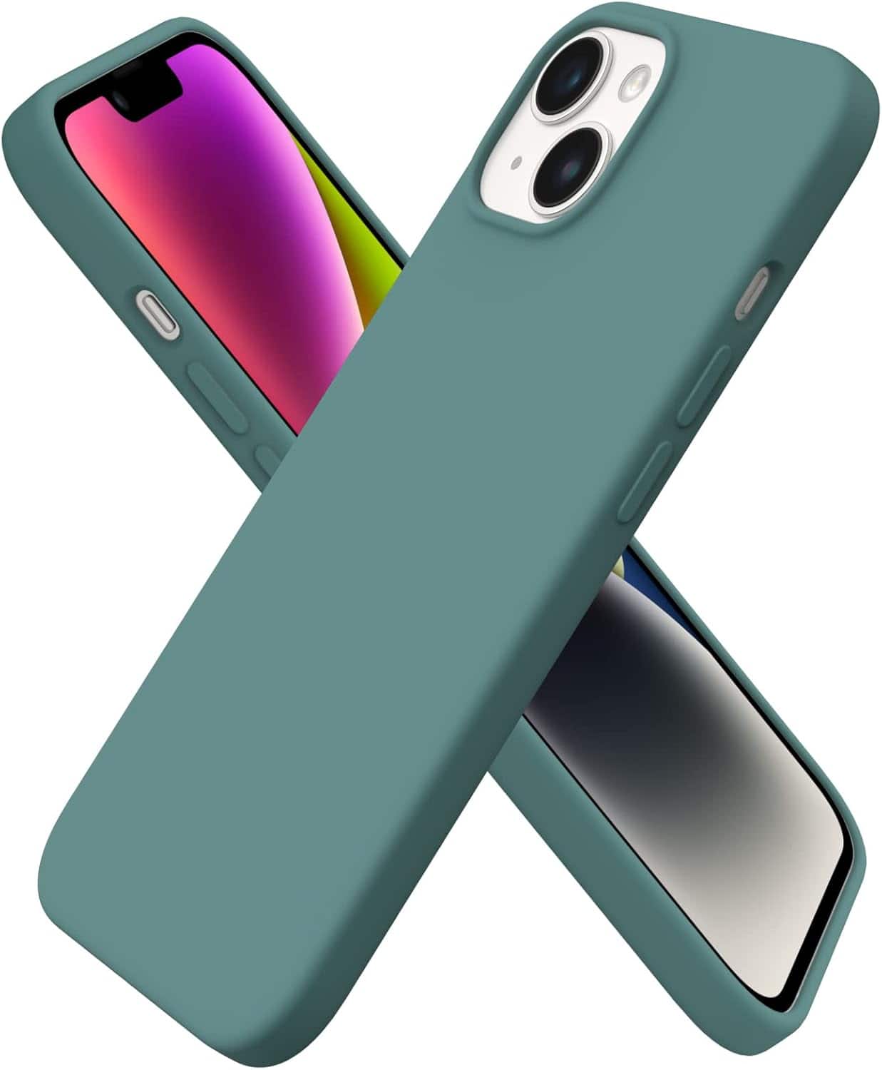 Front. Ornarto - ORNARTO Compatible with iPhone 14 Case 6.1", Slim Liquid Silicone 3 Layers Full Covered Protective Cover-Pine Green - Pine Green.