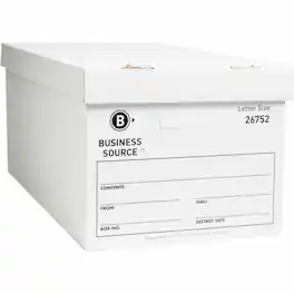 Business Source - Lift off Lid Light Duty Storage Box Stackable Cardboard White For File Recycled 12 / Carton