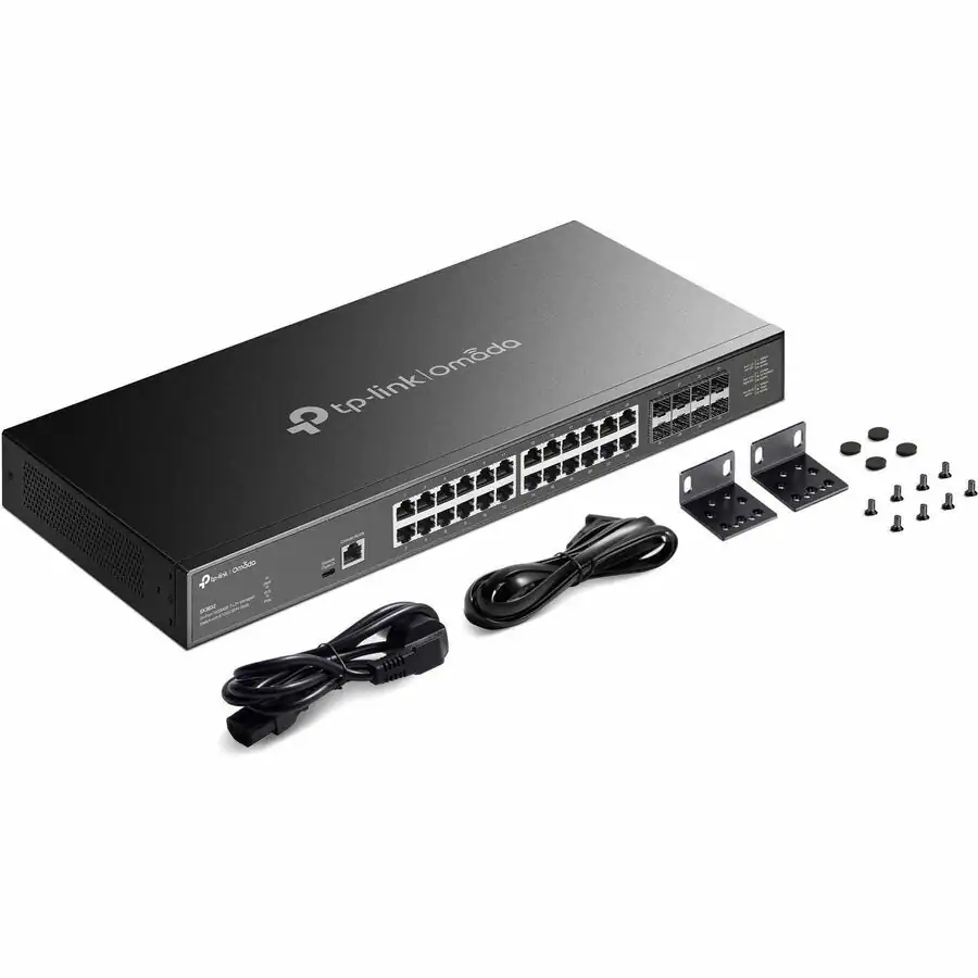TP Link Omada 24 Port 10GBASE T L2+ Managed Switch with 8 10GE SFP+ ...