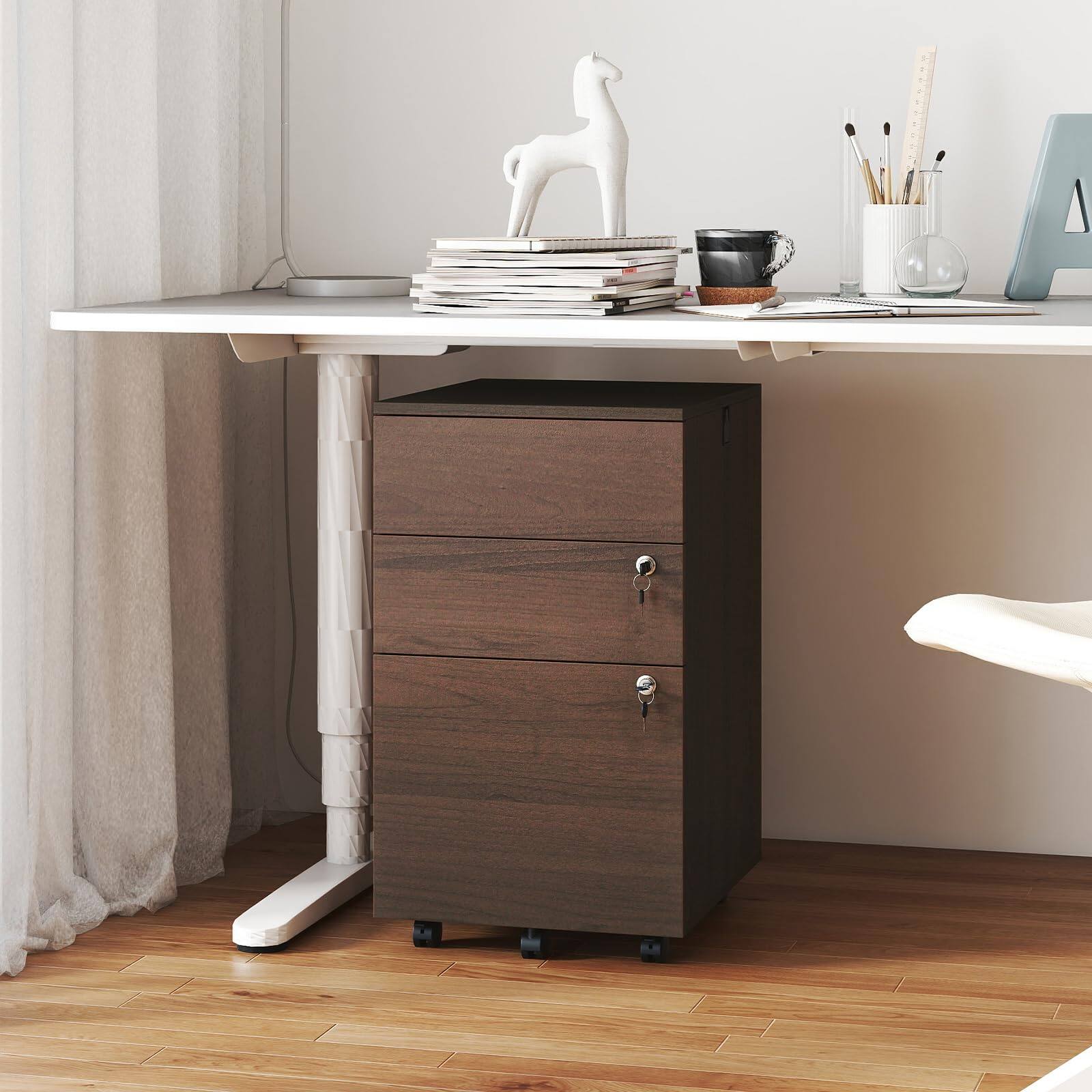 Alt View 1. Ecooso - 3-Drawer Rolling File Cabinet with Lock and 4 Keys, Fits Letter/Legal/A4, Mobile File Organizer.