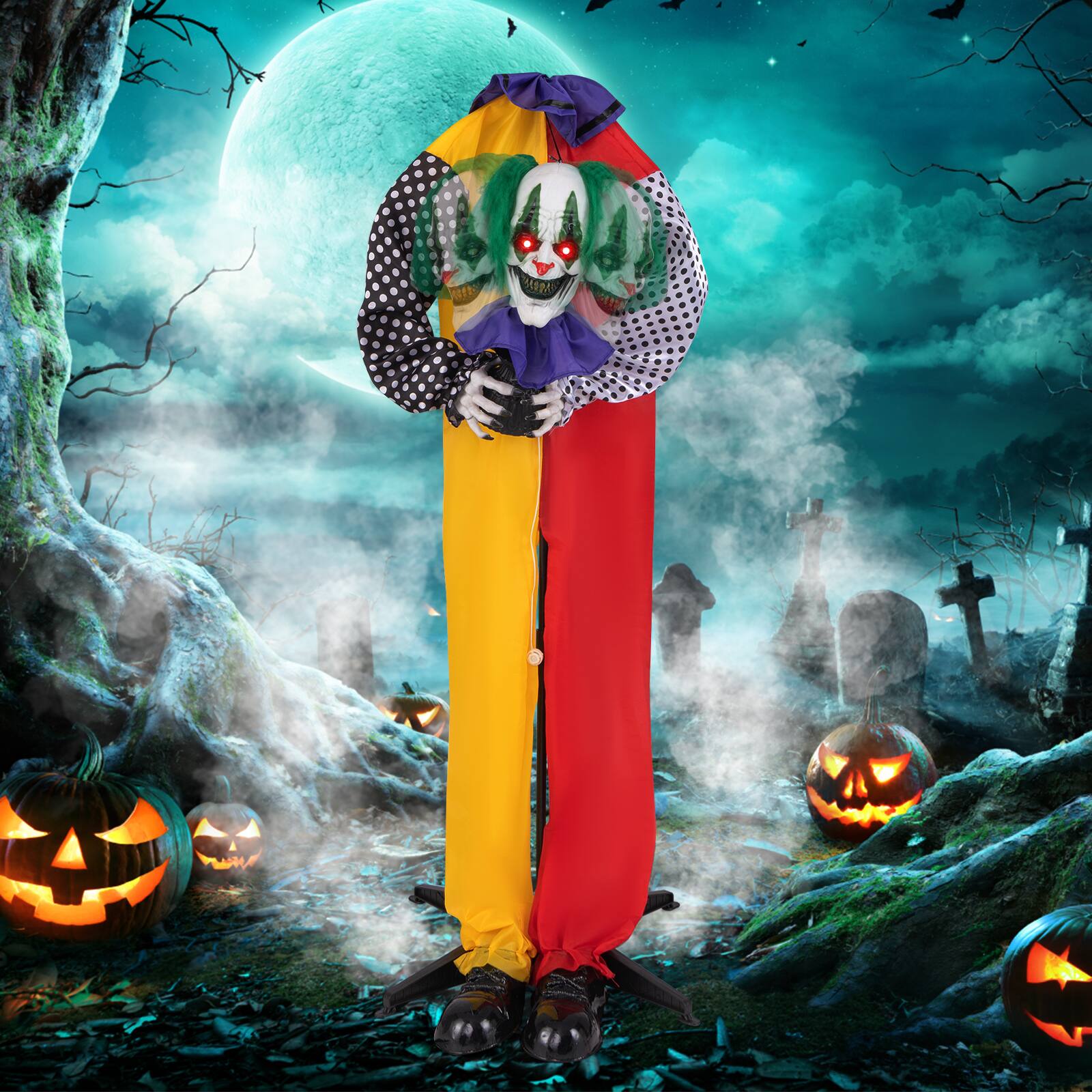 Angle. Costway - 4.5FT Grins Animatronic Clown Halloween Decoration - Multicolor.