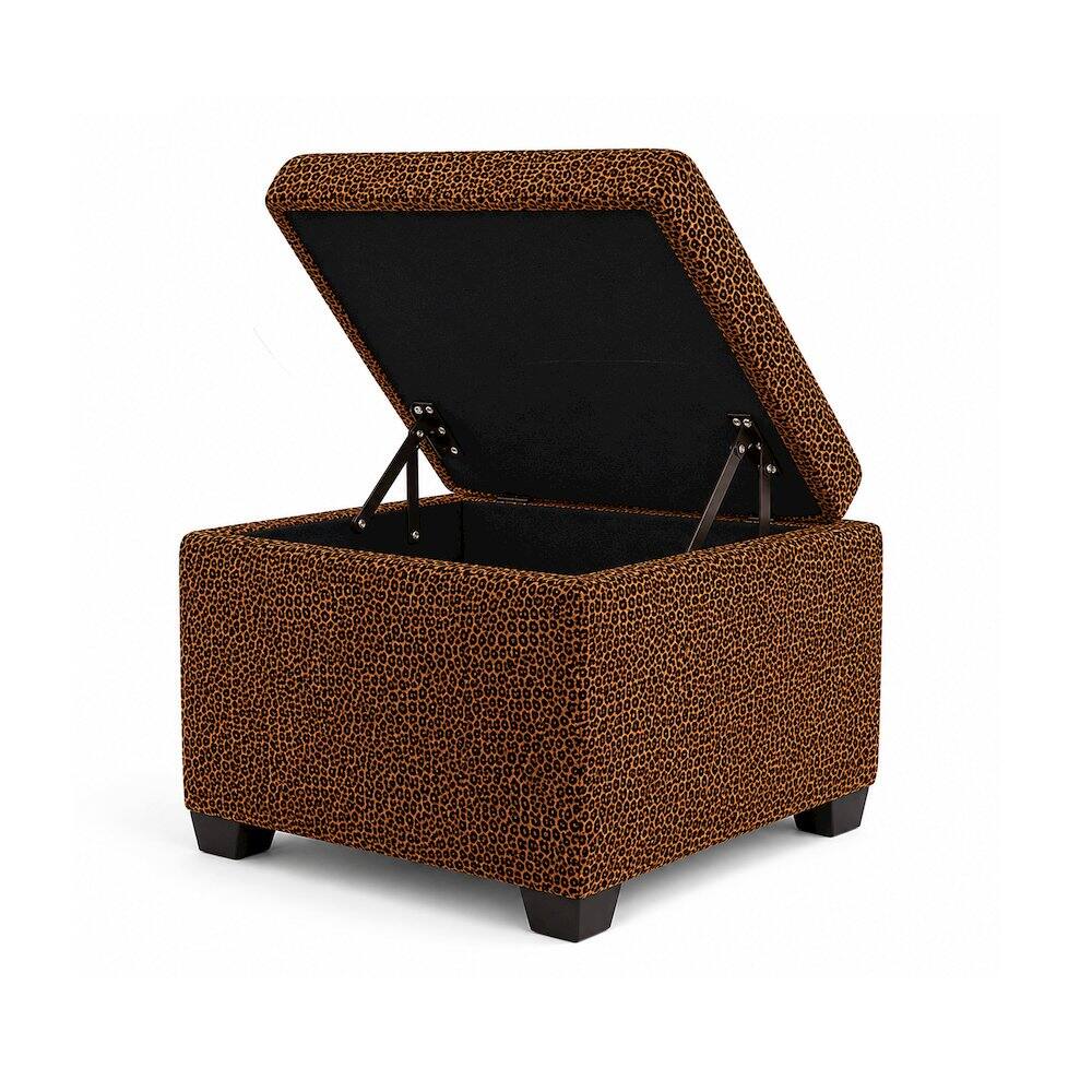Angle. Sanford - Jackson Square Storage Ottoman Velvet Leopard - Leopard Print.
