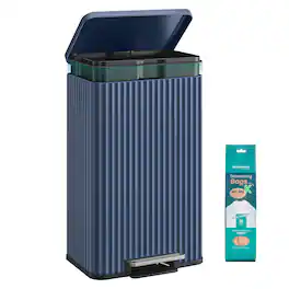 Songmics Home - Trash Can, 13 Gallon (50 L) Garbage Can for Kitchen, with Lid, Pedal, and Removable Inner Bucket, Soft Close - Midnight Blue