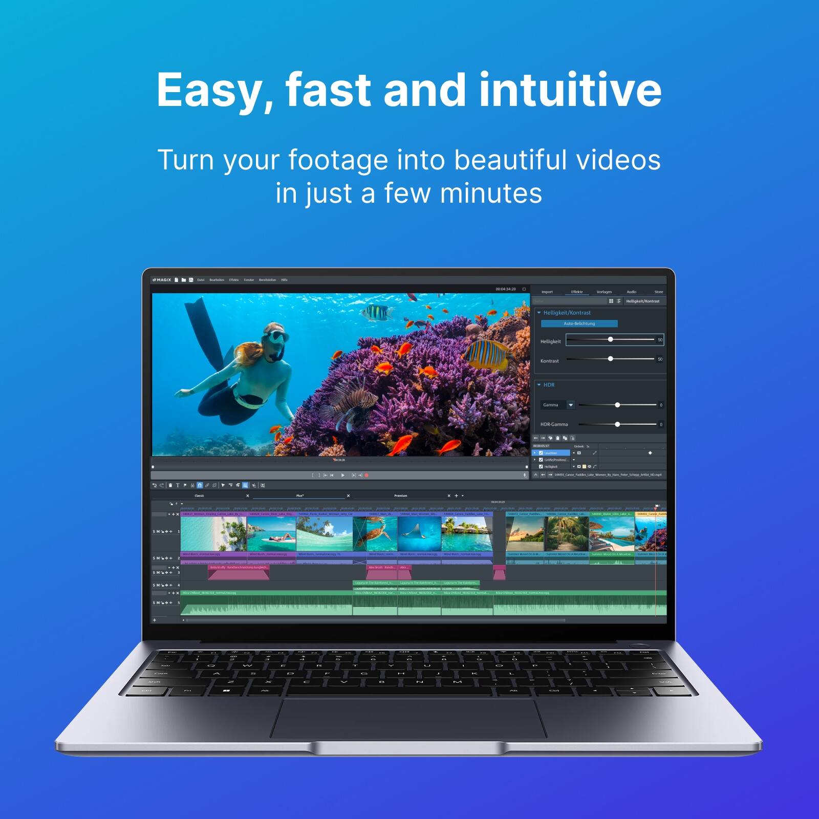 Easy, fast and intuitive

Turn your footage into beautiful videos in just a few minutes