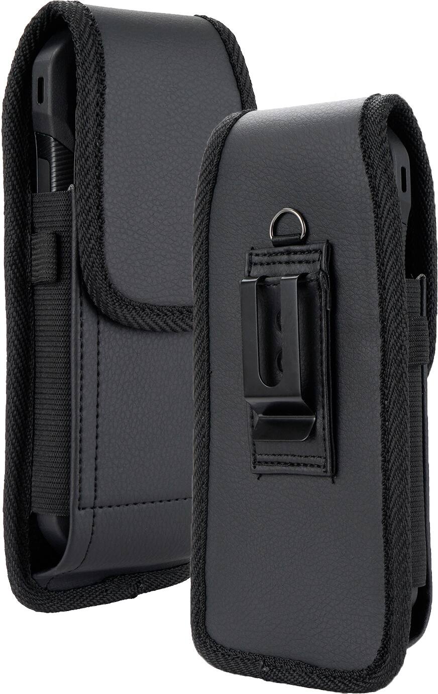 Front. Nakedcellphone - Vegan Leather Case Pouch with Clip and Belt Harness for Samsung Galaxy Z Fold 6 5 4 3 2, Google Pixel 9 Pro Fold - Black.