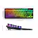 The image features a colorful keyboard with a rainbow design. The keyboard is 14 inches long and 35.5 cm wide. The keys are illuminated with a rainbow of colors, making it a visually appealing and unique keyboard. The keyboard is placed on a stand, which is 1.6 inches tall and 4.2 cm wide. The stand provides a stable and elevated platform for the keyboard, enhancing the overall typing experience.