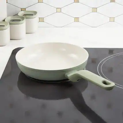 Front. BergHOFF - BergHOFF Balance Nonstick Ceramic Frying Pan 8", Recycled Aluminum, Sage - Sage.