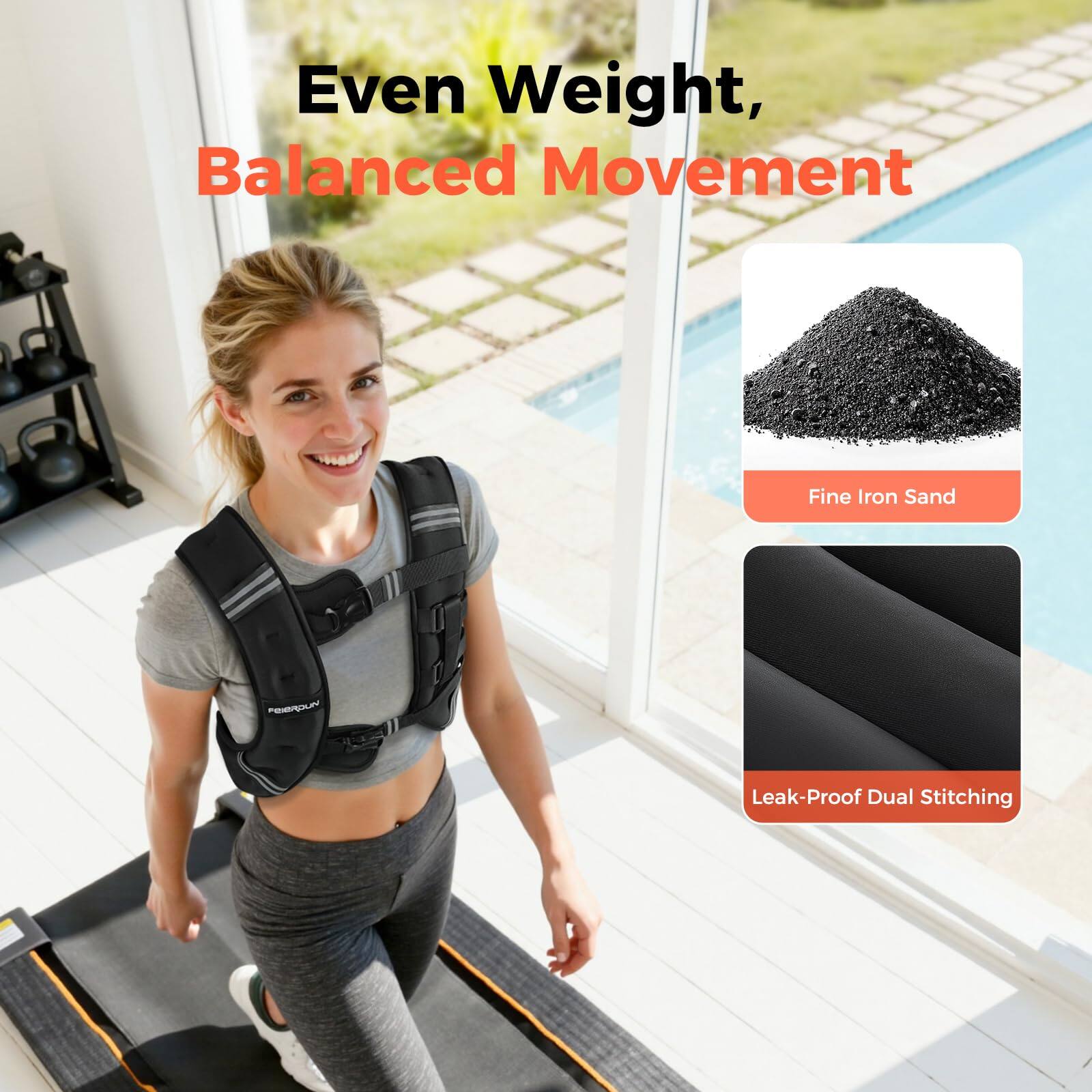 Even Weight, Balanced Movement

Fine Iron Sand

Leak-Proof Dual Stitching