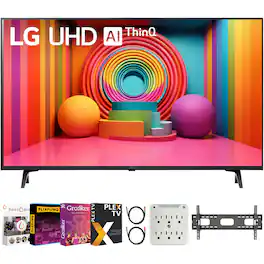 LG - 43" UT75 Series LED 4K Smart TV (2024) with Tech Smart USA Premiere Movies Streaming 2020 Digital Download Bundle