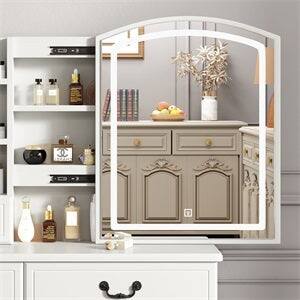 Front. BreeBe - MIRROR FOR MAKEUP TABLE - White.