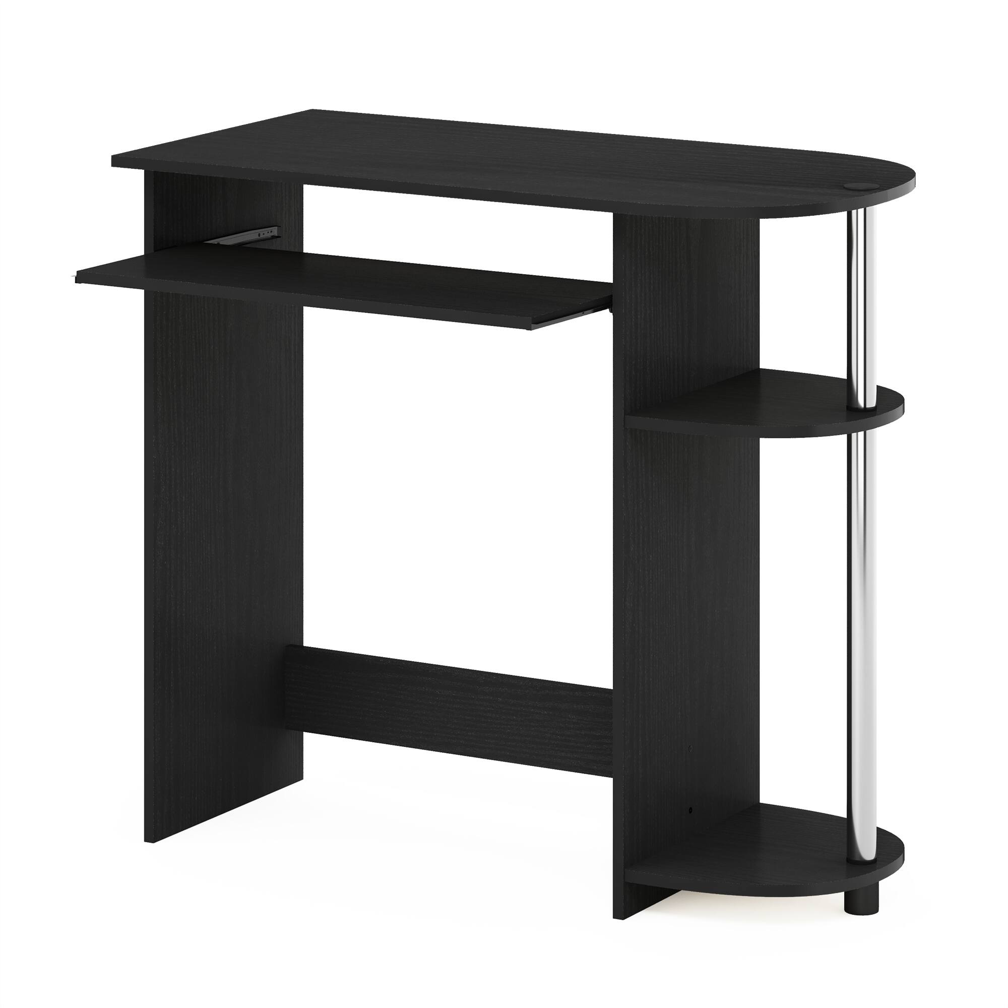 Alt View 3. Furinno - Simplistic Easy Assembly Computer Desk,  Stainless Steel Tubes - Americano/Stainless Steel.
