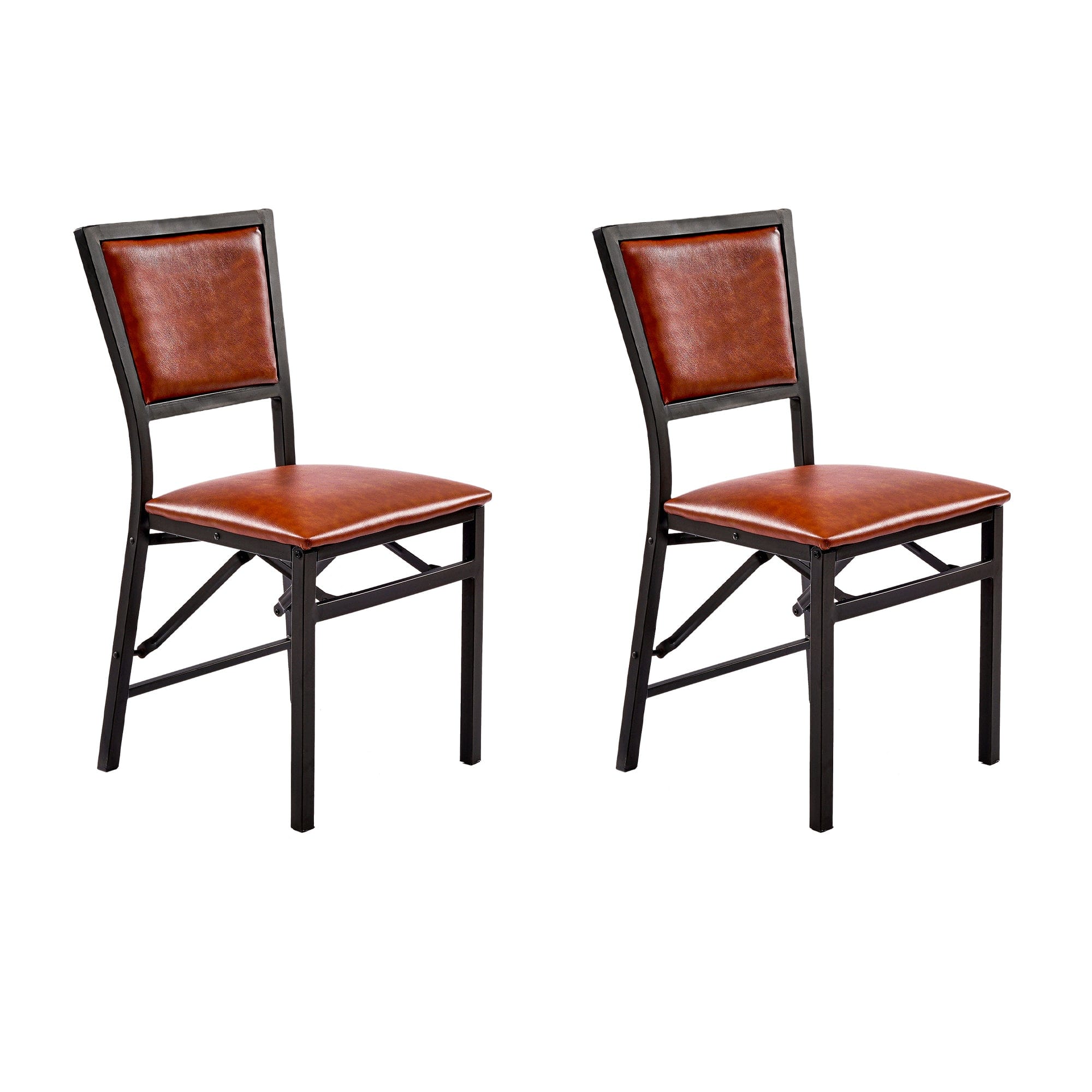 Front. Vecelo - 6-Pack PU Leather Folding Chairs - Dining Chair,300lb Capacity, Padded Seat, Space Saving Foldable Design - Brown 2 Pack.