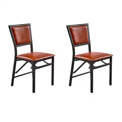 Front. Vecelo - 6-Pack PU Leather Folding Chairs - Dining Chair,300lb Capacity, Padded Seat, Space Saving Foldable Design - Brown 2 Pack.