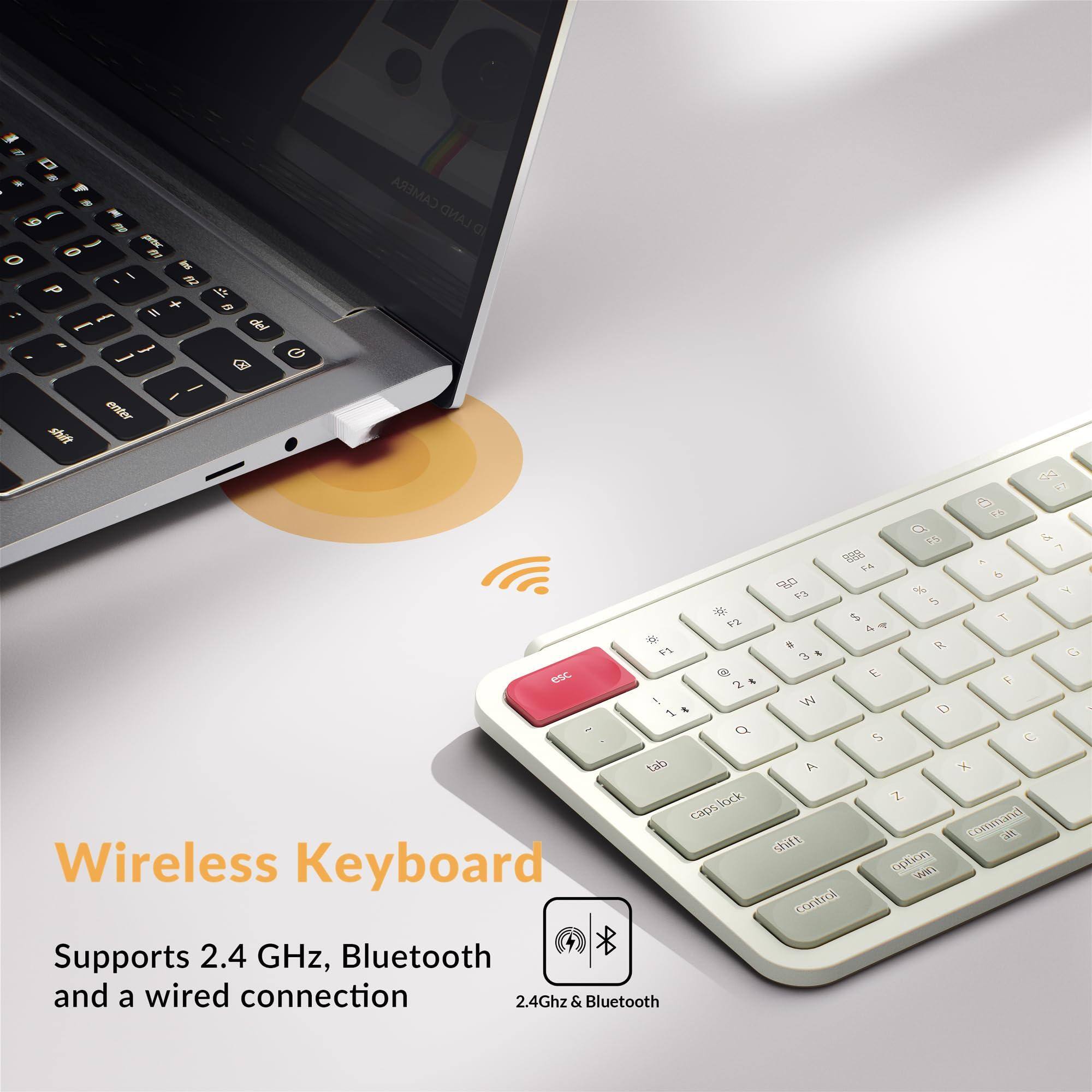 Wireless Keyboard

Supports 2.4 GHz, Bluetooth and a wired connection

2.4Ghz & Bluetooth