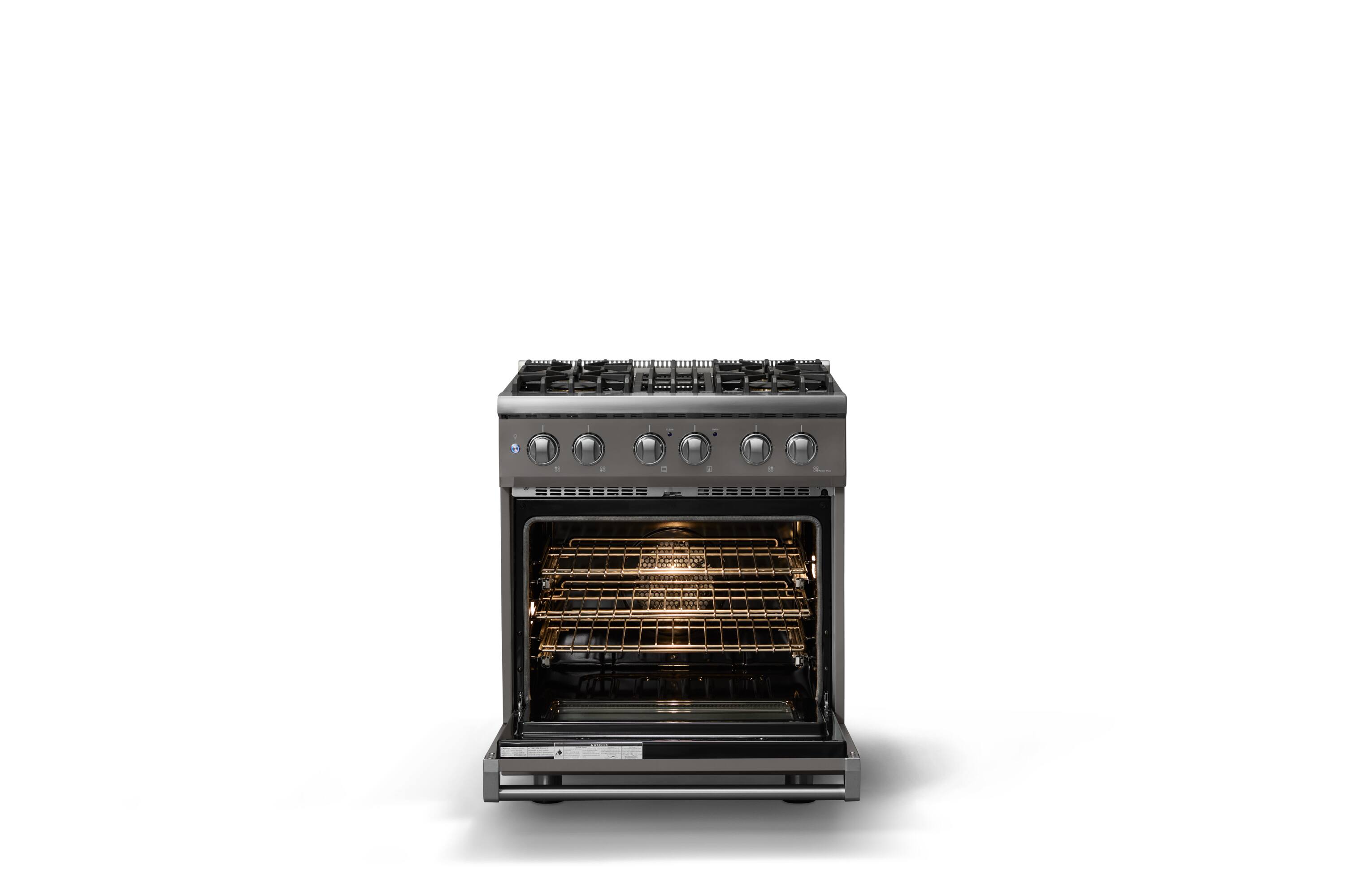 Alt View 1. Viking - 30 in. Wide 4 Burner Pro 5 Series 4.7 Cu. Ft. Freestanding Sealed LP Dual Fuel Convection Range - Damascus Gray - Damascus Gray.